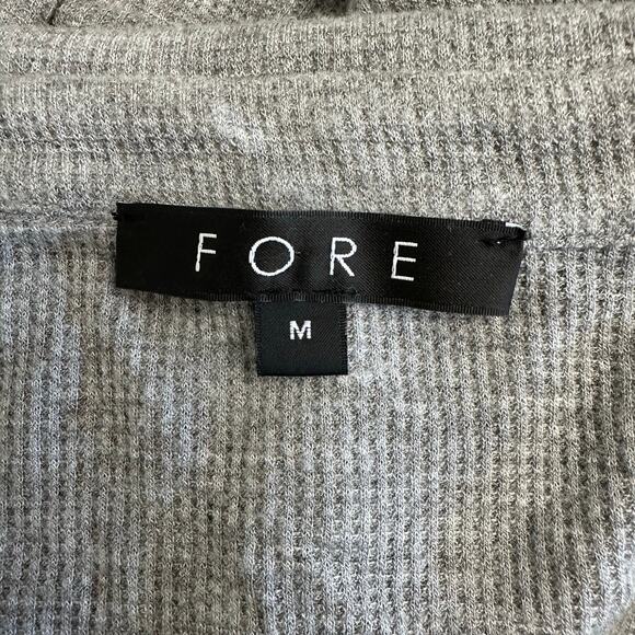 Y2K FORE Gray Ribbed Knit Collared Crop Top Preppy Minimal Streetwear Women’s M - Picture 2 of 8